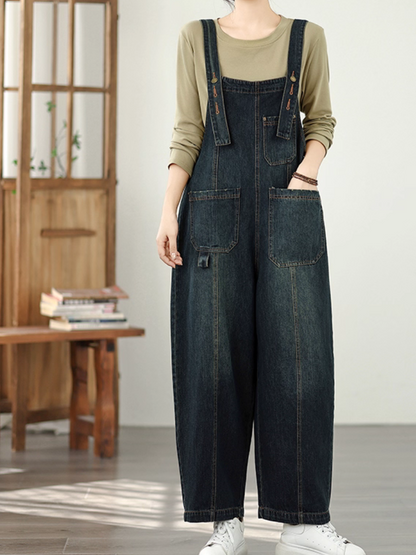 Chic and Relaxed Women's Wide-Leg Denim Overalls | Eva Trends