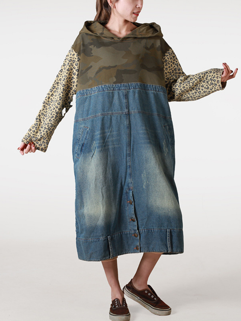 Women's Sweatshirt Loose Side Pockets Hooded Dress