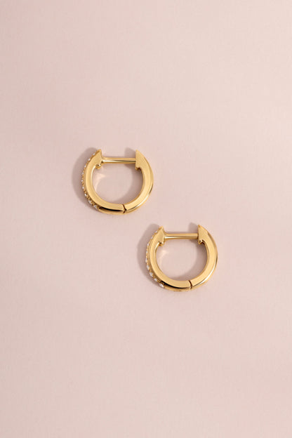 14K Solid Gold 8mm Pavé Lab Grown Diamond Huggies