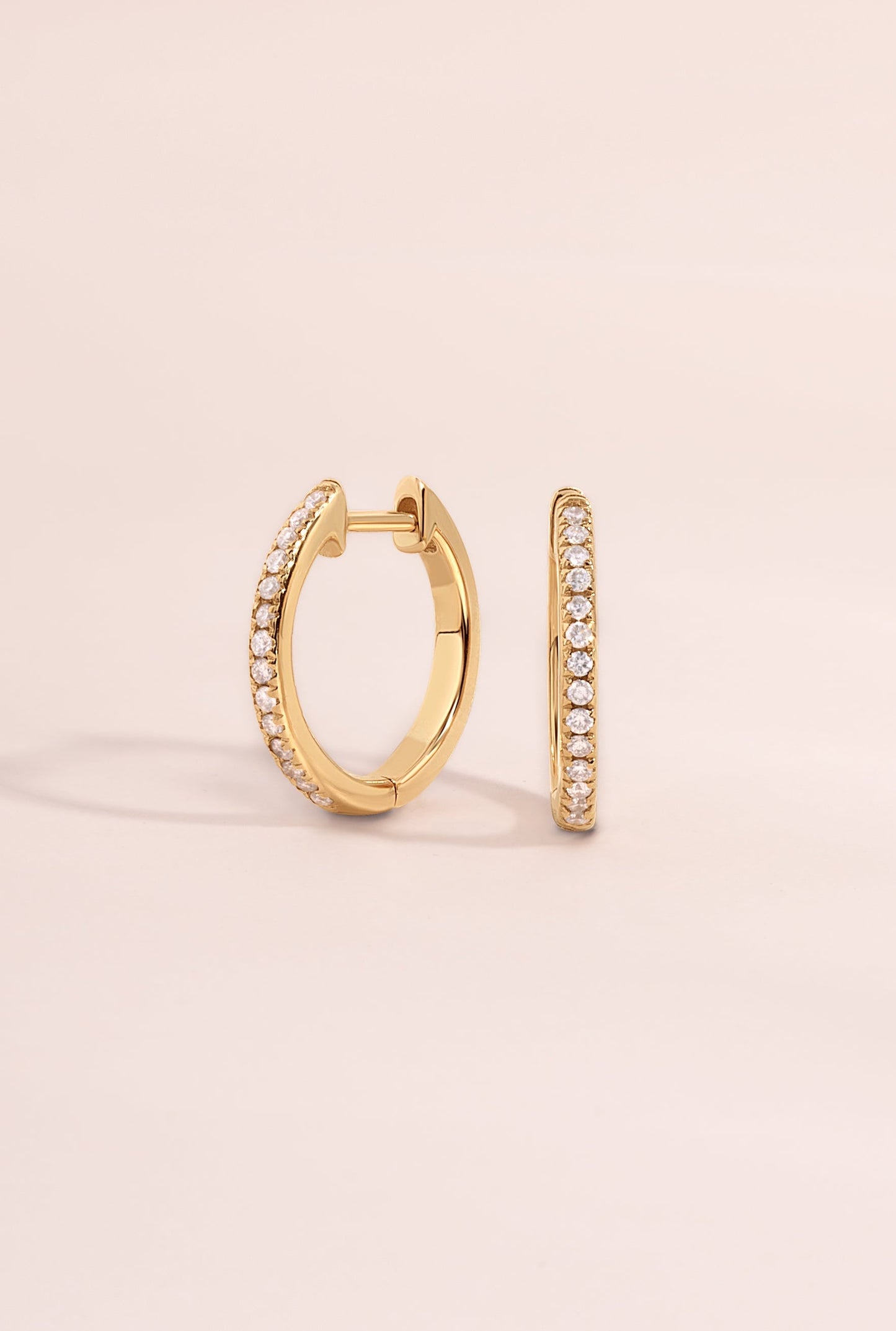 14K Solid Gold 11mm Pavé Lab Grown Diamond Huggies