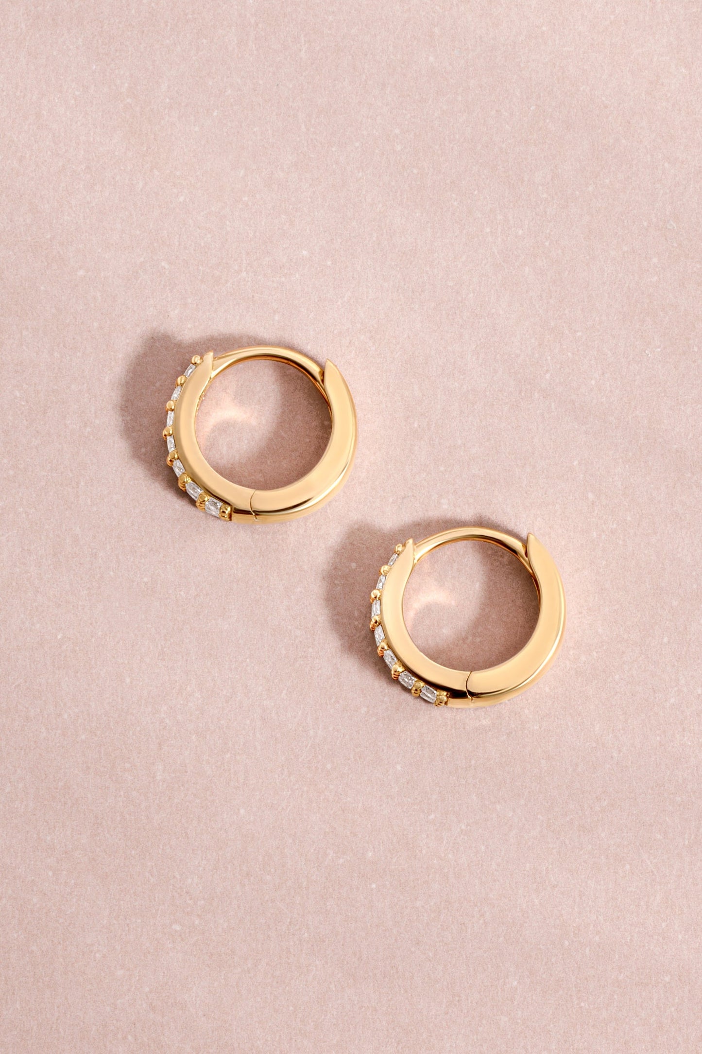 14K Solid Gold Two Row Lab Grown Diamond Huggies