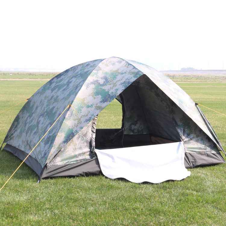 Camouflage Camping Tent – Fiberglass Poles, 170T Polyester, 1–4 Person, 4 Styles