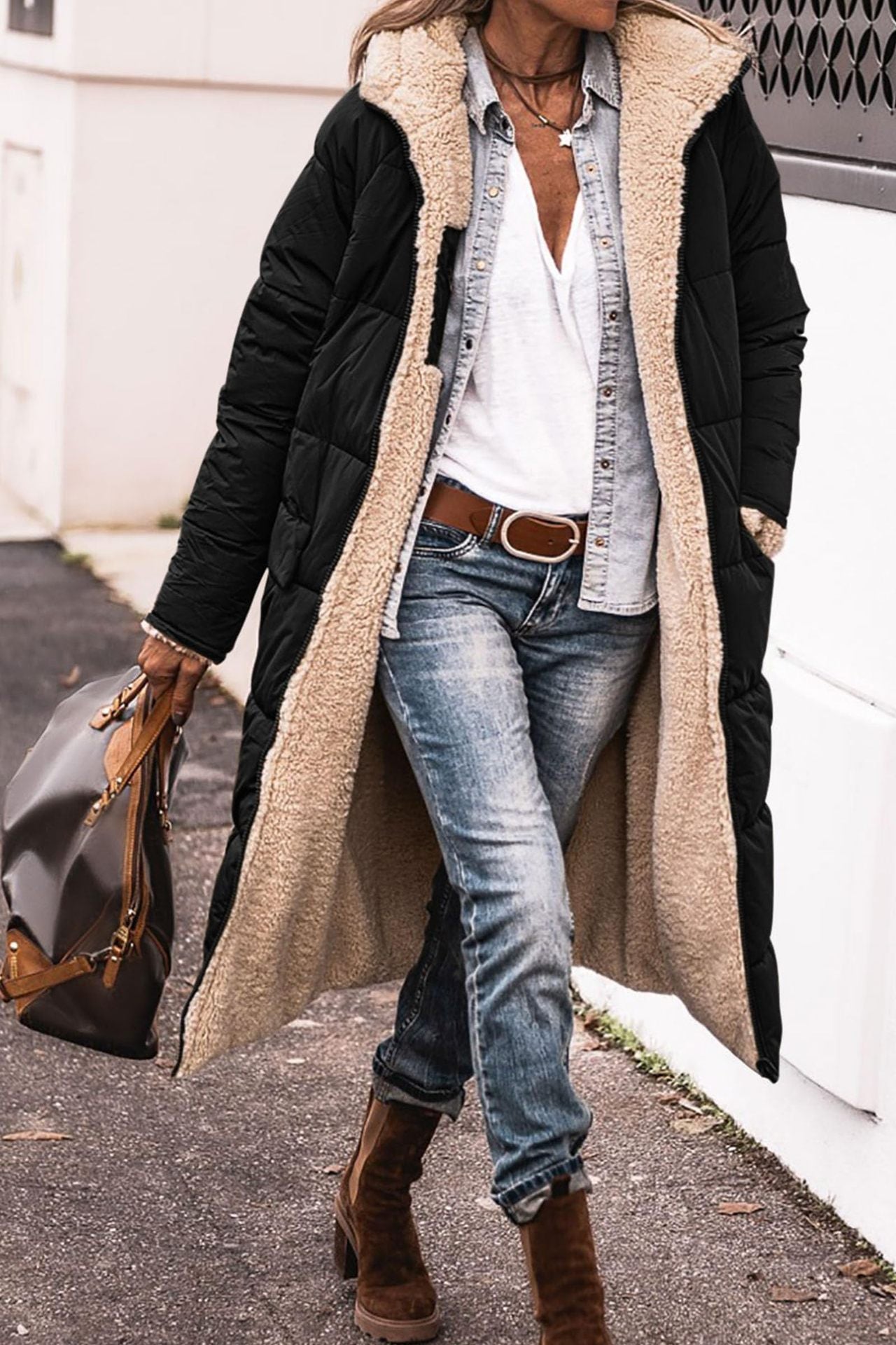 Women's Hooded Long Coat – Casual Winter Outerwear