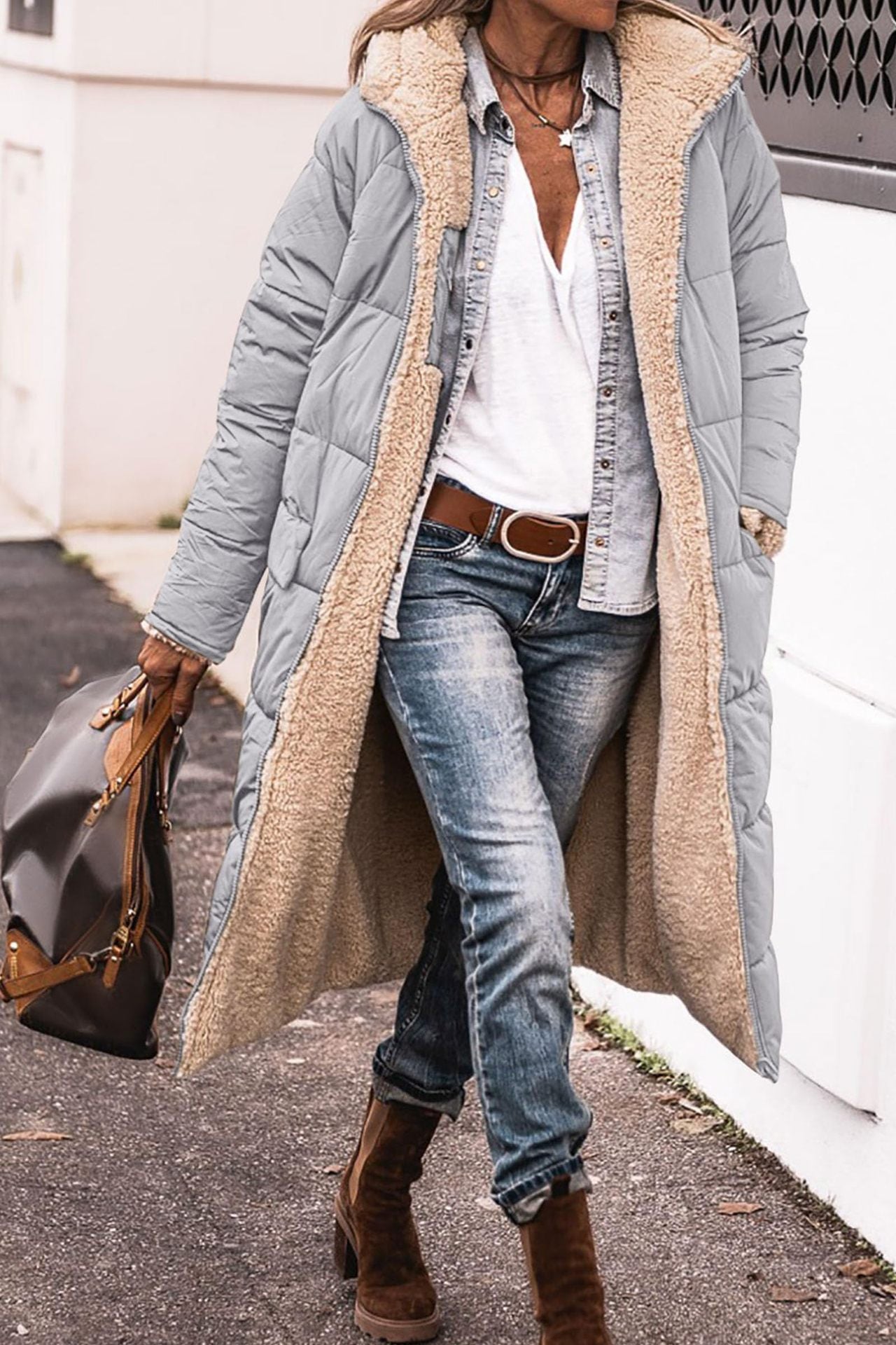 Women's Hooded Long Coat – Casual Winter Outerwear