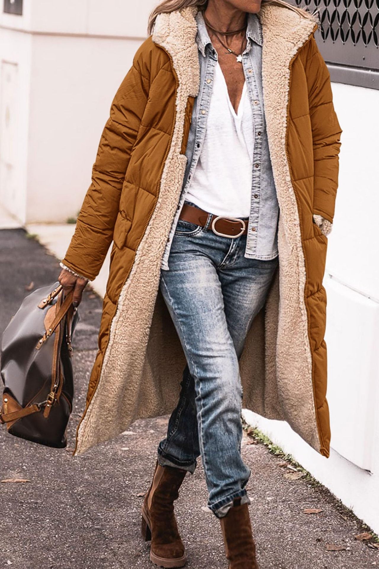 Women's Hooded Long Coat – Casual Winter Outerwear