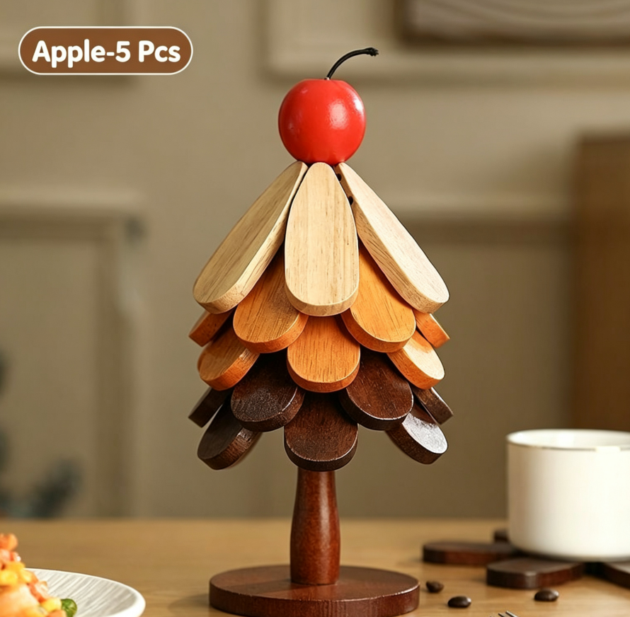 ü™µ Solid Wood Heat Resistant, Protect Table From Scalding - Tree Shaped Foldable Wooden TrivetüéÑ