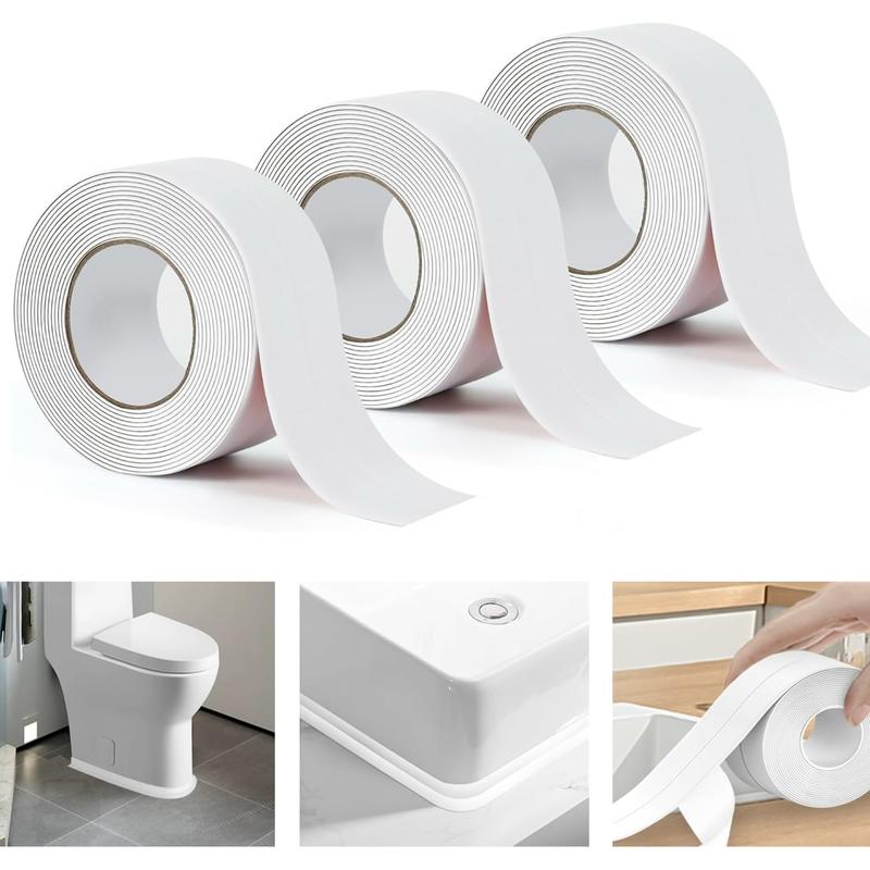 Waterproof Acrylic Caulk Tape ‚Äì 2 Rolls, Cuttable, 10.5ft x 1.4in, with Sealing Tool ‚Äì For Bath, Toilet, Sink & Kitchen