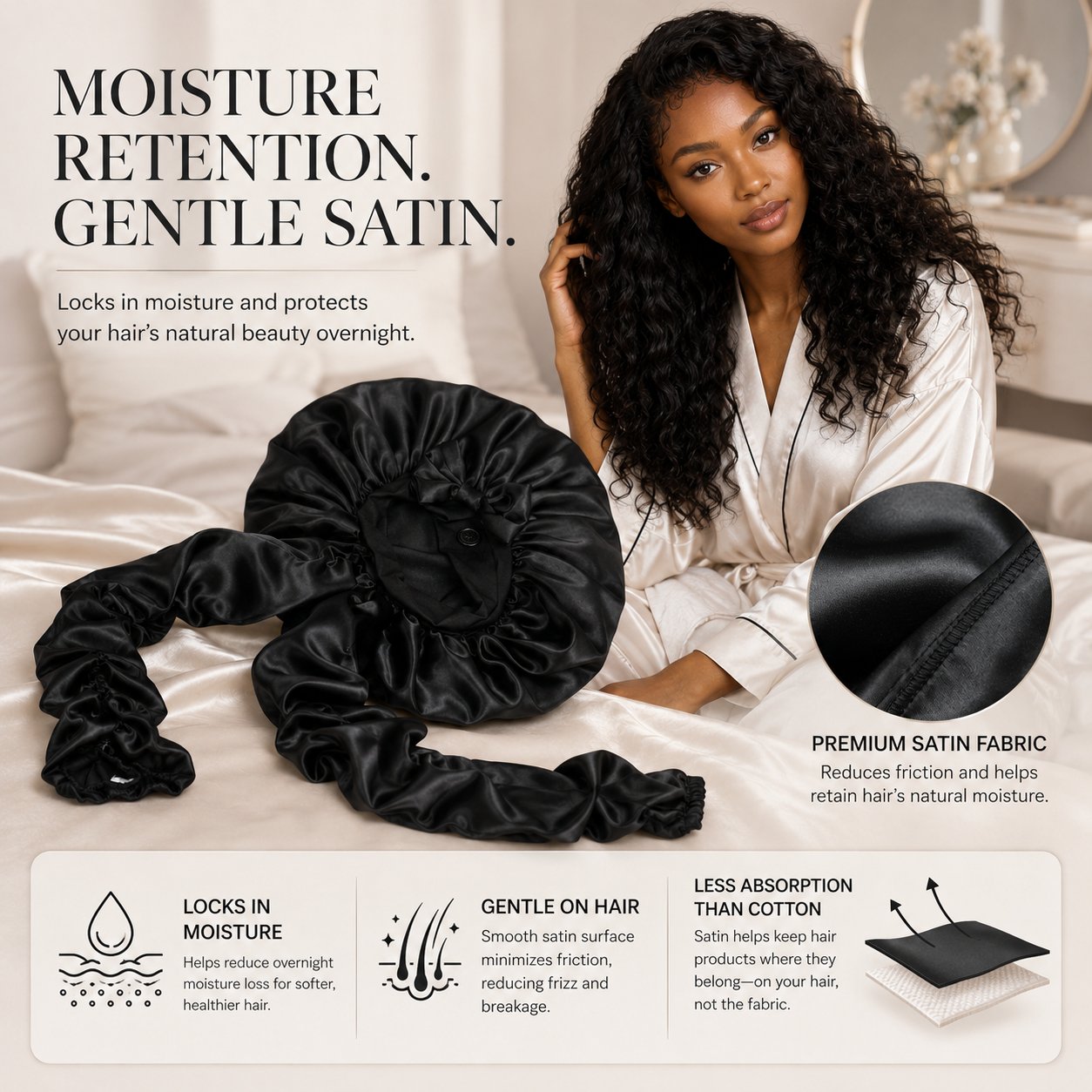 BUY 1 GET 1 FREEüî• Silk Bonnet for Long Curly Hair
