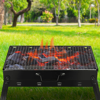 Foldable Portable Charcoal BBQ Grill – 17" Cooking Surface for Camping & Tailgating