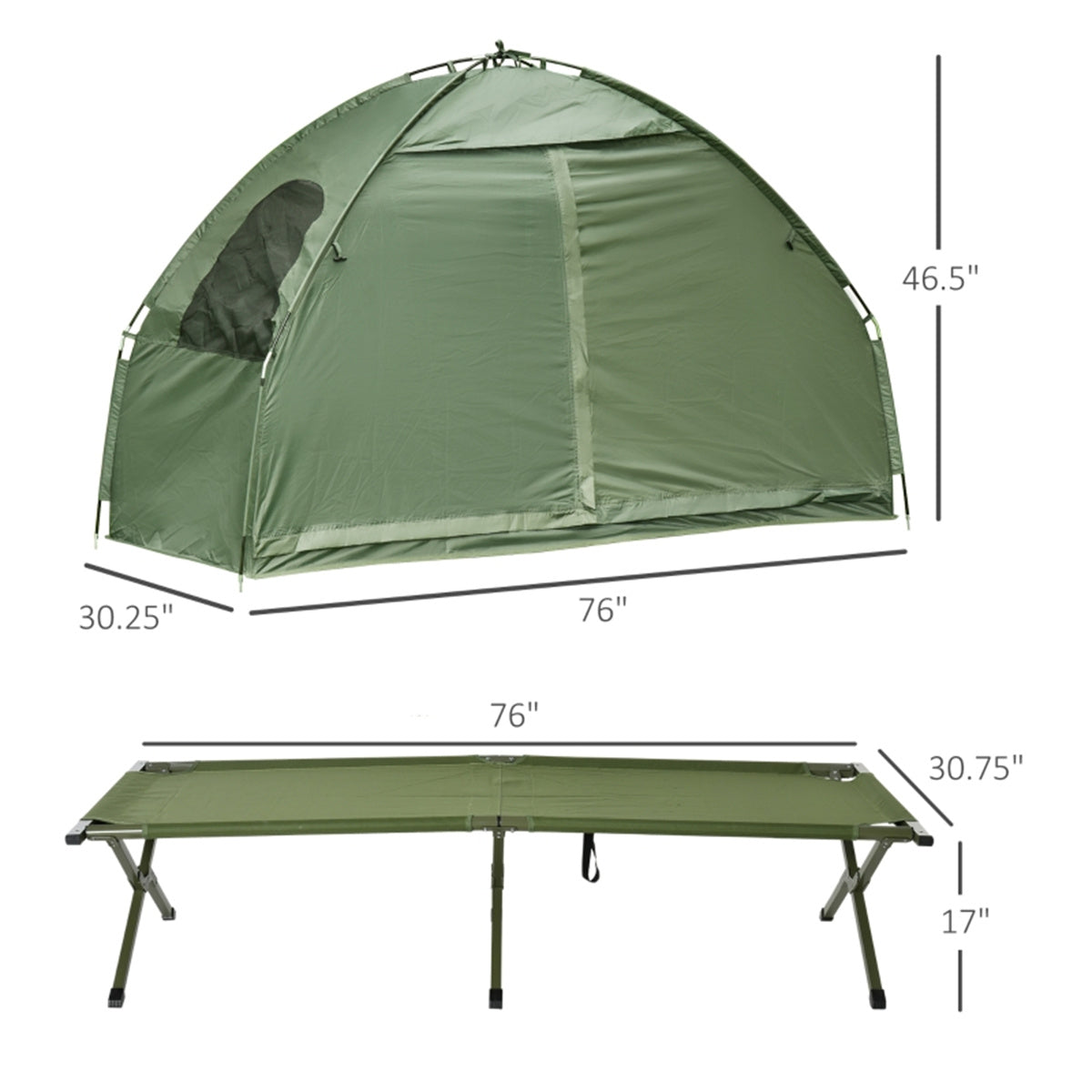 2-in-1 Camping Tent & Elevated Cot Set with Carry Bag
