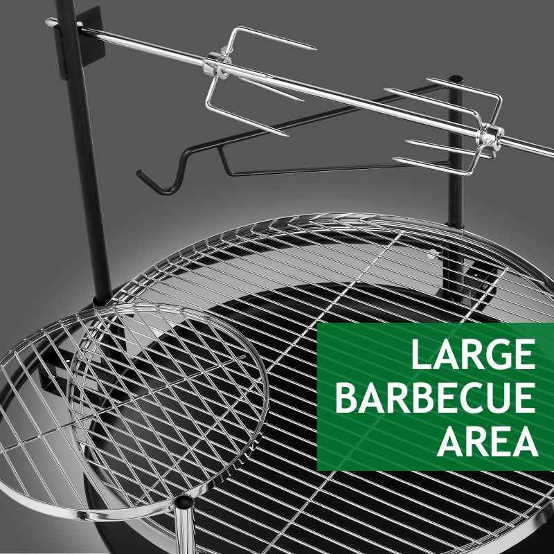 Round Charcoal Grill with Adjustable Grates – Outdoor BBQ Grill
