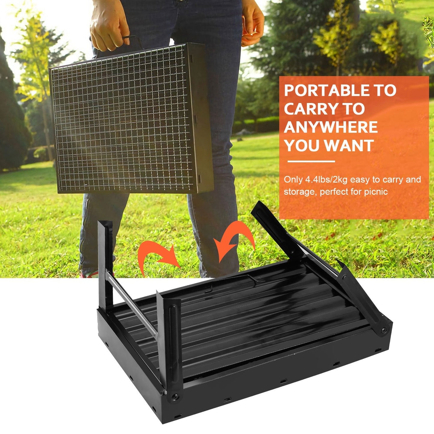 Foldable Charcoal BBQ Grill with Ash Catcher – 17" Cooking Surface for 4-6