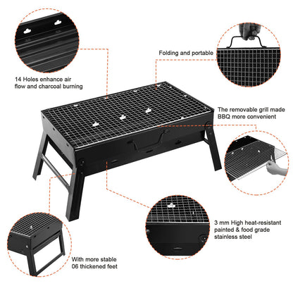 Foldable Charcoal BBQ Grill with Ash Catcher – 17" Cooking Surface for 4-6
