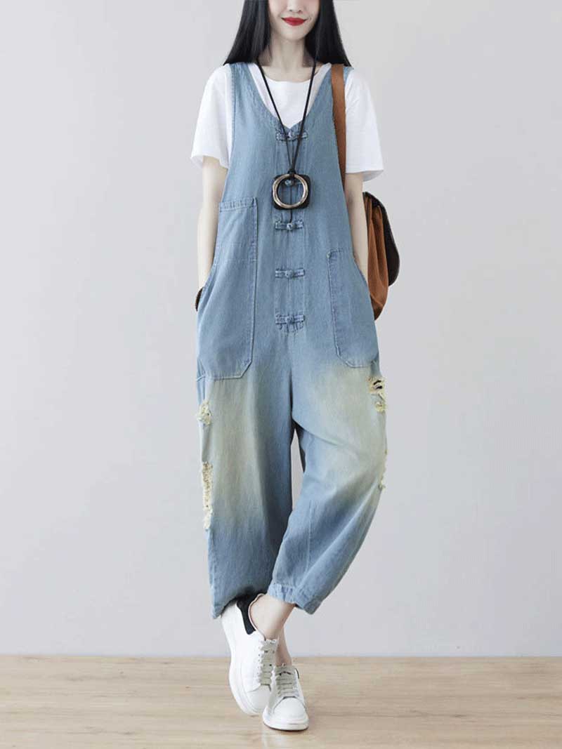 Blue Denim Overall Dungarees for Casual Comfort | Eva Trends
