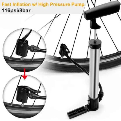 Mini Bike Pump | 116 PSI, Leak-Proof, Portable with Mount Bracket & Ball Needle