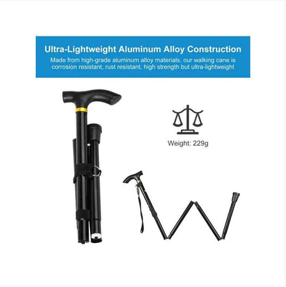 Foldable Aluminum Walking Cane – Adjustable Height, Lightweight & Anti-Slip