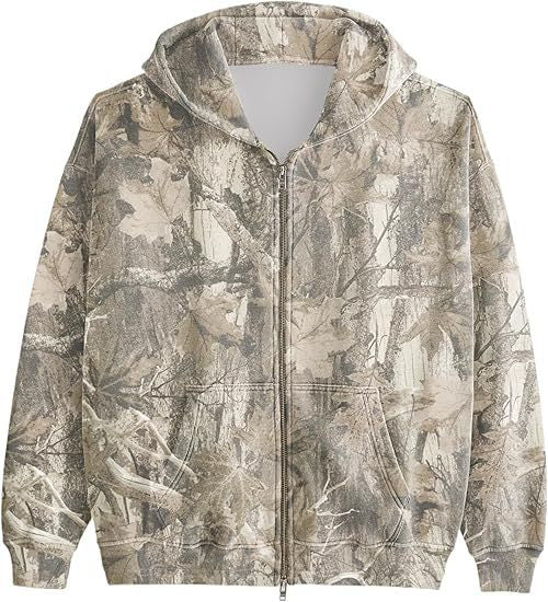 Unisex Printed Hooded Jacket – Casual Zip-Up Outerwear