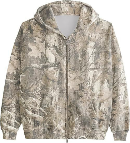 Unisex Printed Hooded Jacket – Casual Zip-Up Outerwear