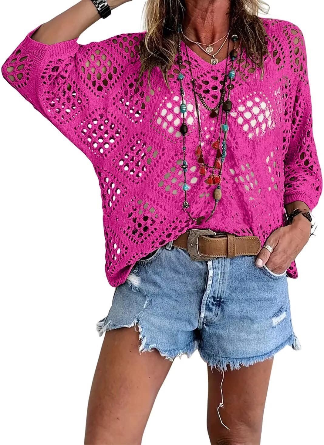 ? Handmade Crochet V‚ÄêNeck Boho Top | Apricot Summer Essential