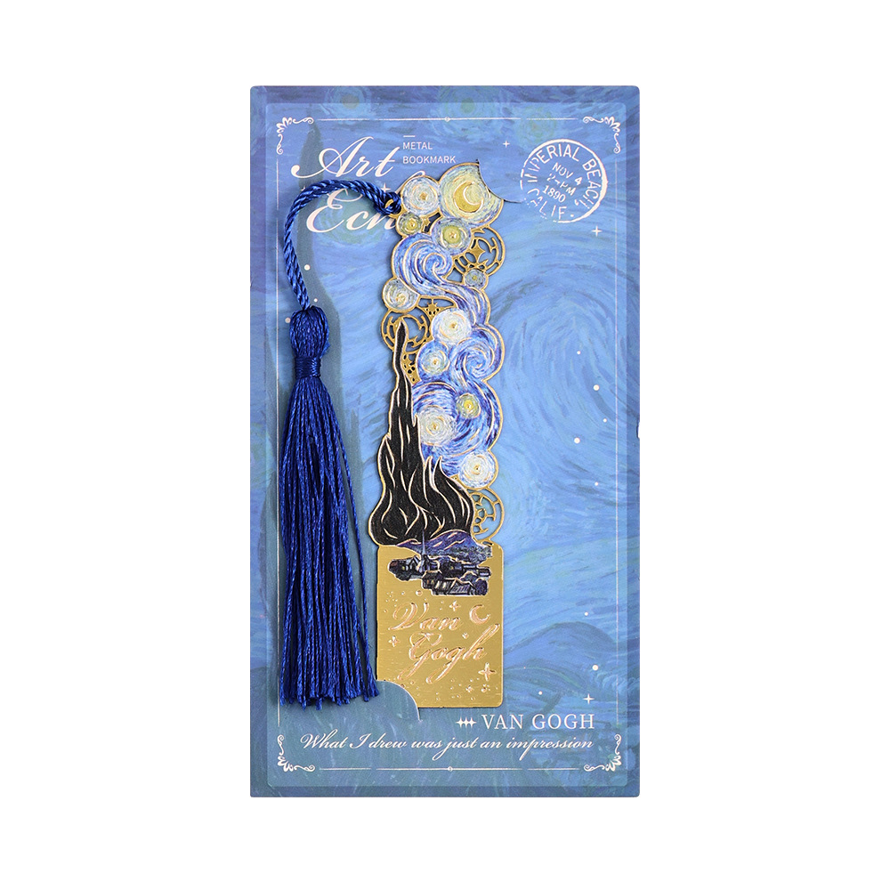 üìö‚ú® 8-Piece Gold Metal Bookmark Set with Tassel ‚Äì Van Gogh & Monet Inspired Gift for Book Lovers üé®