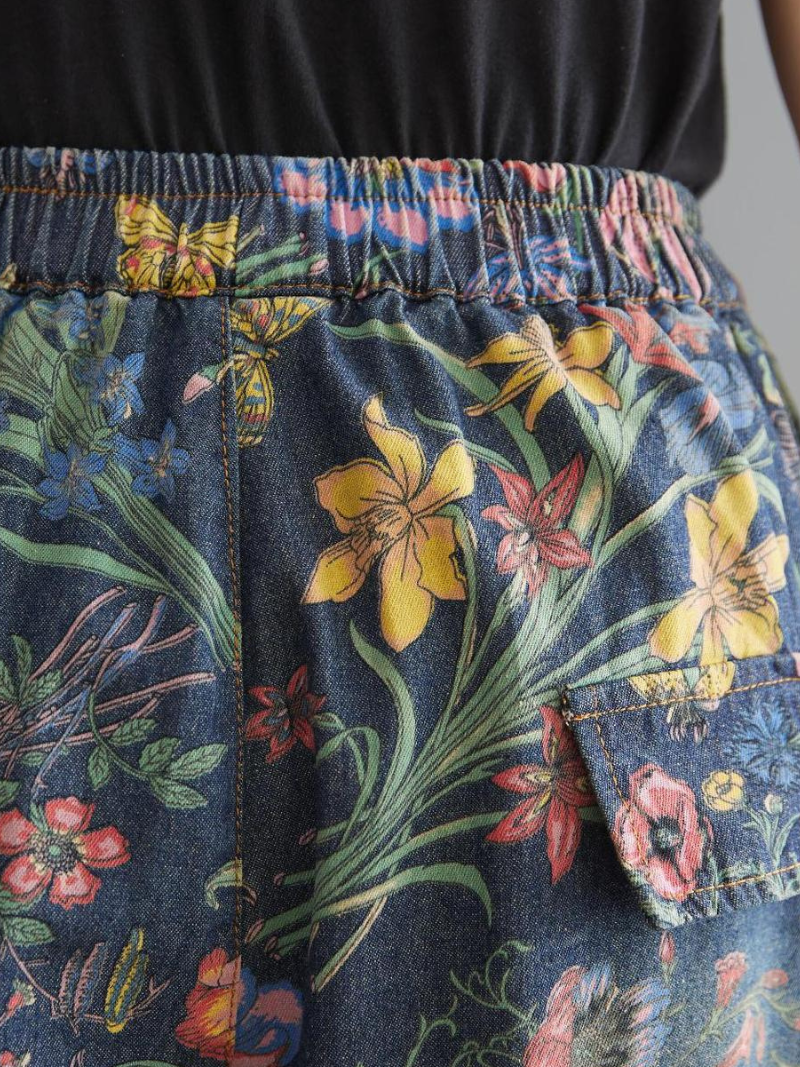 Women's  Vintage Charm Floral Baggy Style Bottom