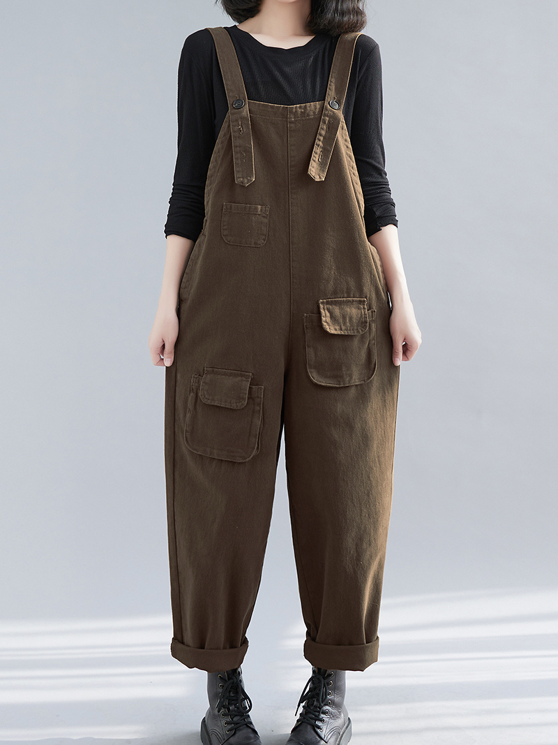 Relaxed Denim Bib Overalls - All Day Comfort | Eva Trends