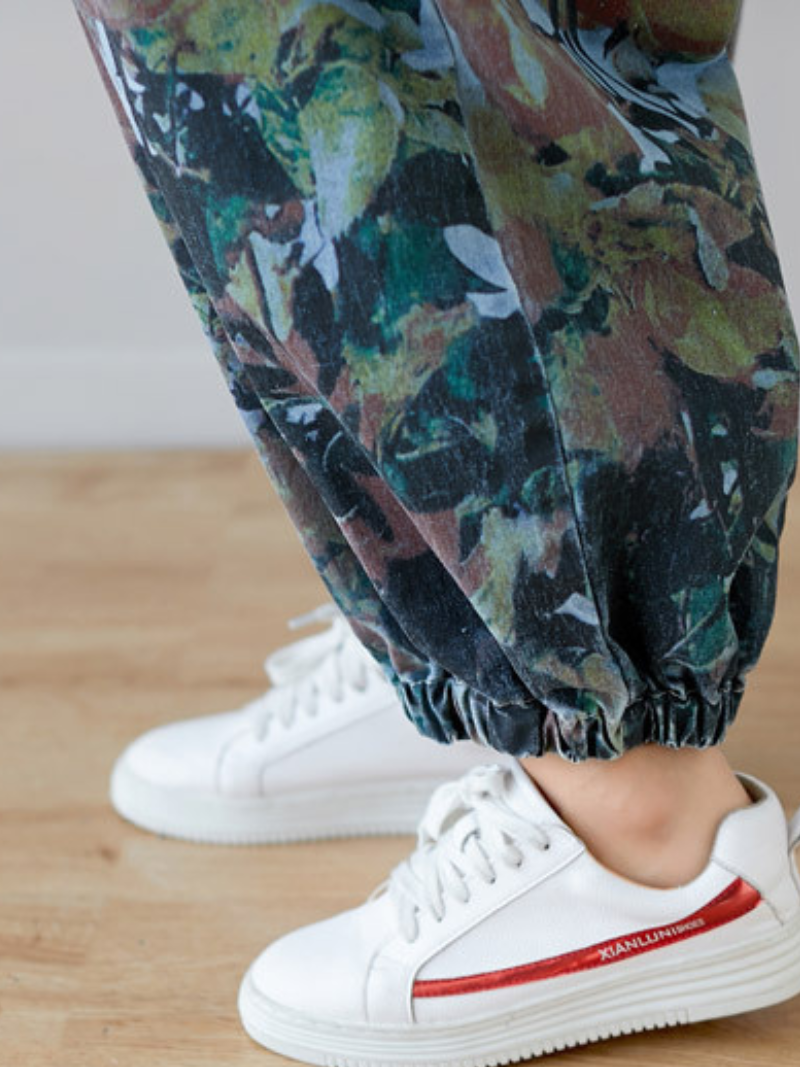 Loose Fit Floral Denim Jumpsuit for Women - Balloon Leg Style