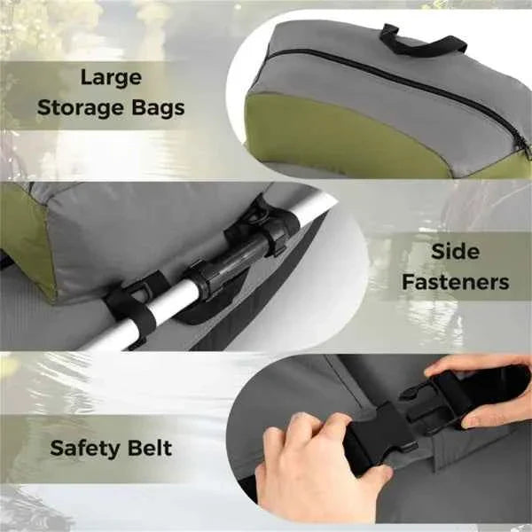 Inflatable Fishing Float Tube – 350 lb Capacity, 2 Air Chambers, Rod Holder & Fish Ruler