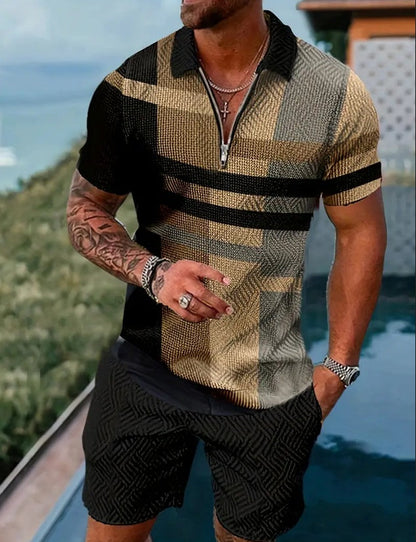 Men's Polo Shirt & Shorts Set – Short Sleeve, 7 Colors, S–3XL