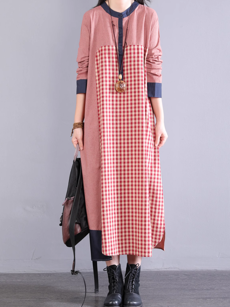Casual Plaid Women's A-Line Midi Dress | Eva Trends