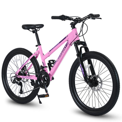 24" Girls & Women's Mountain Bike | Shimano 21-Speed, Dual Disc Brakes & 100mm Suspension