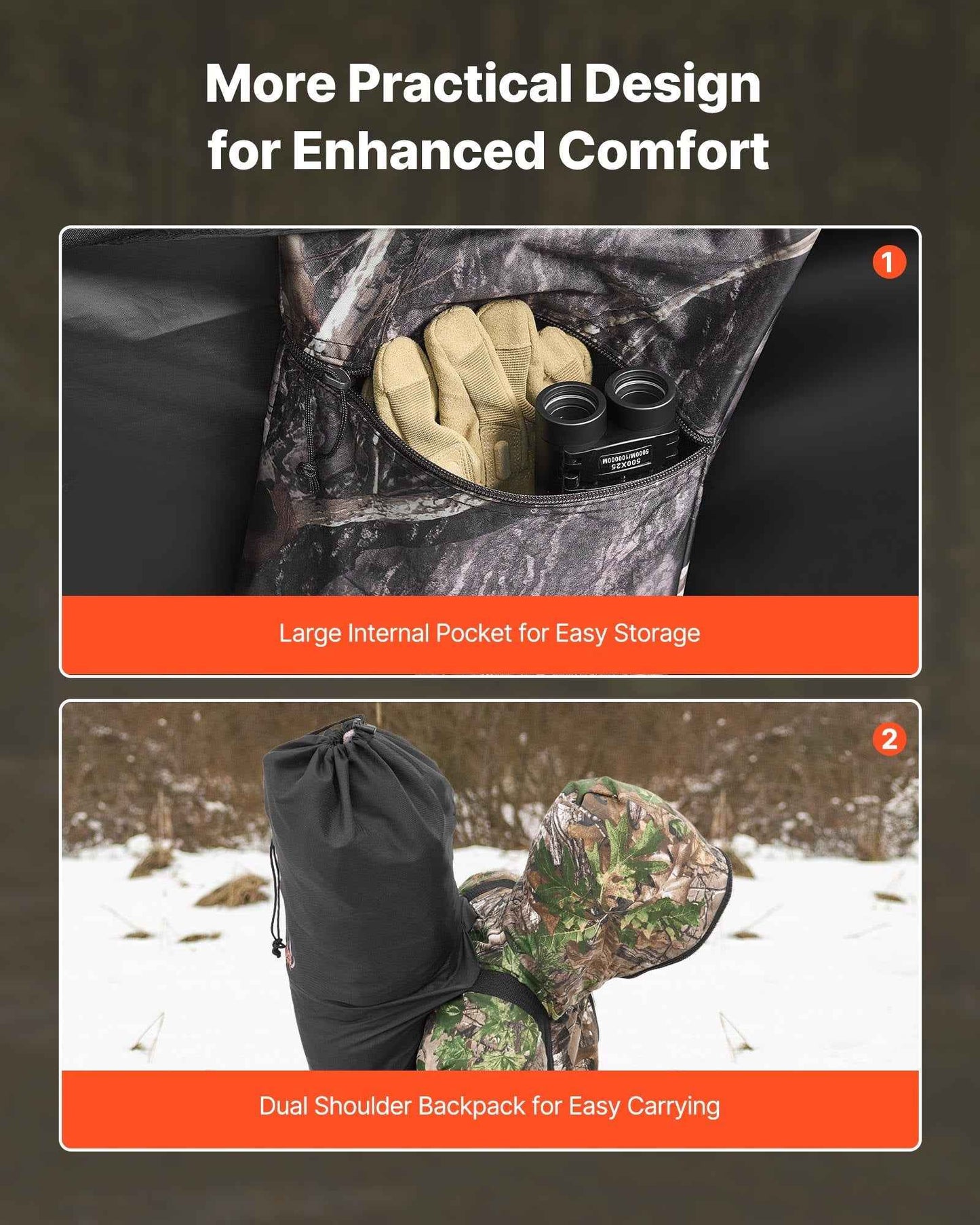 Single Person Hunting Ground Blind – Portable Camouflage Tent for Turkey & Deer