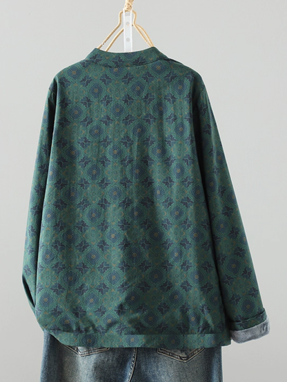 Mandarin-Collar Linen Cotton Wrap Blouse with Frog Buttons for Women