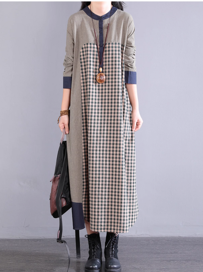 Casual Plaid Women's A-Line Midi Dress | Eva Trends