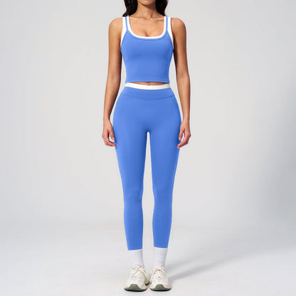 Women's Contrast Yoga Vest & Shorts or Leggings Set – Active Workout Set