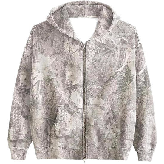 Unisex Printed Hooded Jacket – Casual Zip-Up Outerwear