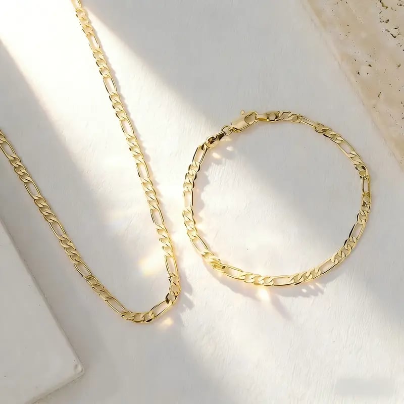 Elegant 2-Piece 18K Gold Jewelry Set ‚Äì Bracelet & Necklace for Men & Women