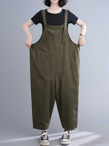 Plain Cotton Salopette Dress - Comfort & Style | Eva Trends