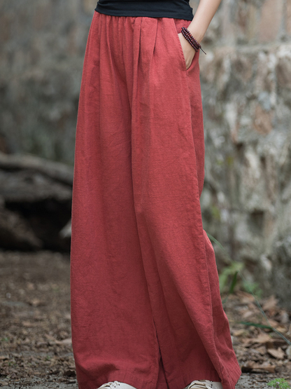 Women's Casual Summer Artistic Retro Wide-leg Loose Bottom