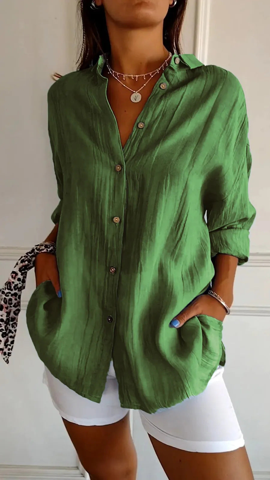 Women's Loose-Fit Lapel Shirt – Casual Button-Front Top