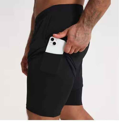 Men's 2-in-1 Quick Dry Gym Shorts – Built-In Liner, Drawstring, 5 Colors, M–3XL