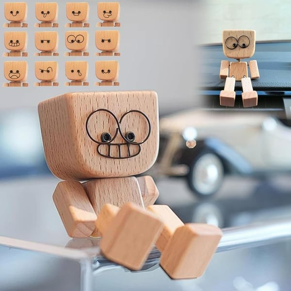 üî•Charming Little Wooden Figure That Sways with 12PCS Magnetic Expressions