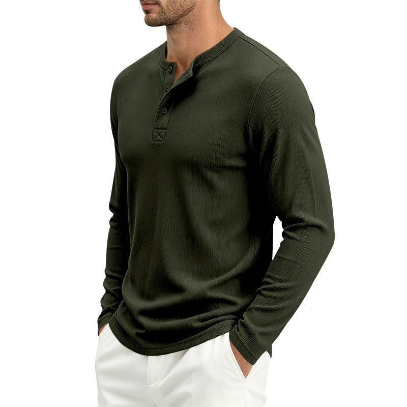 Men's Ribbed Long-Sleeve Loose Fit T-Shirt