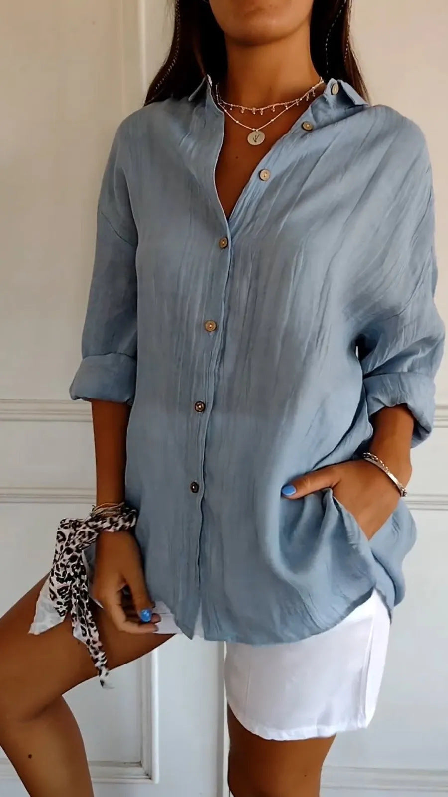 Women's Loose-Fit Lapel Shirt – Casual Button-Front Top