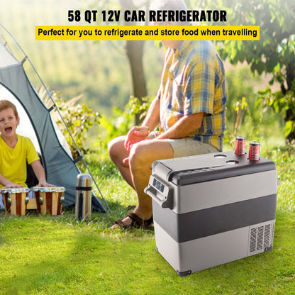 12V Portable Car Fridge Freezer 58QT | Dual Zone, App Control, RV & Camping