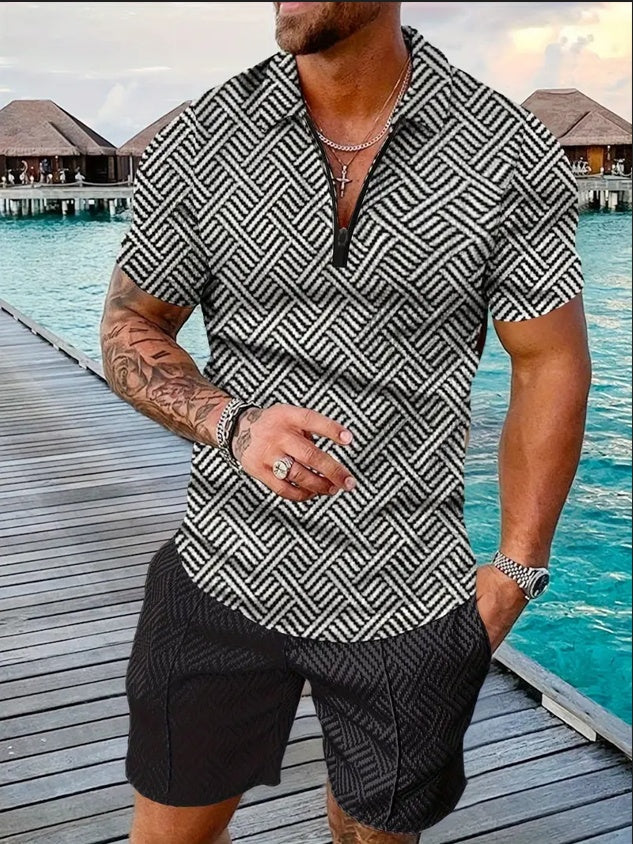 Men's Polo Shirt & Shorts Set – Short Sleeve, 7 Colors, S–3XL