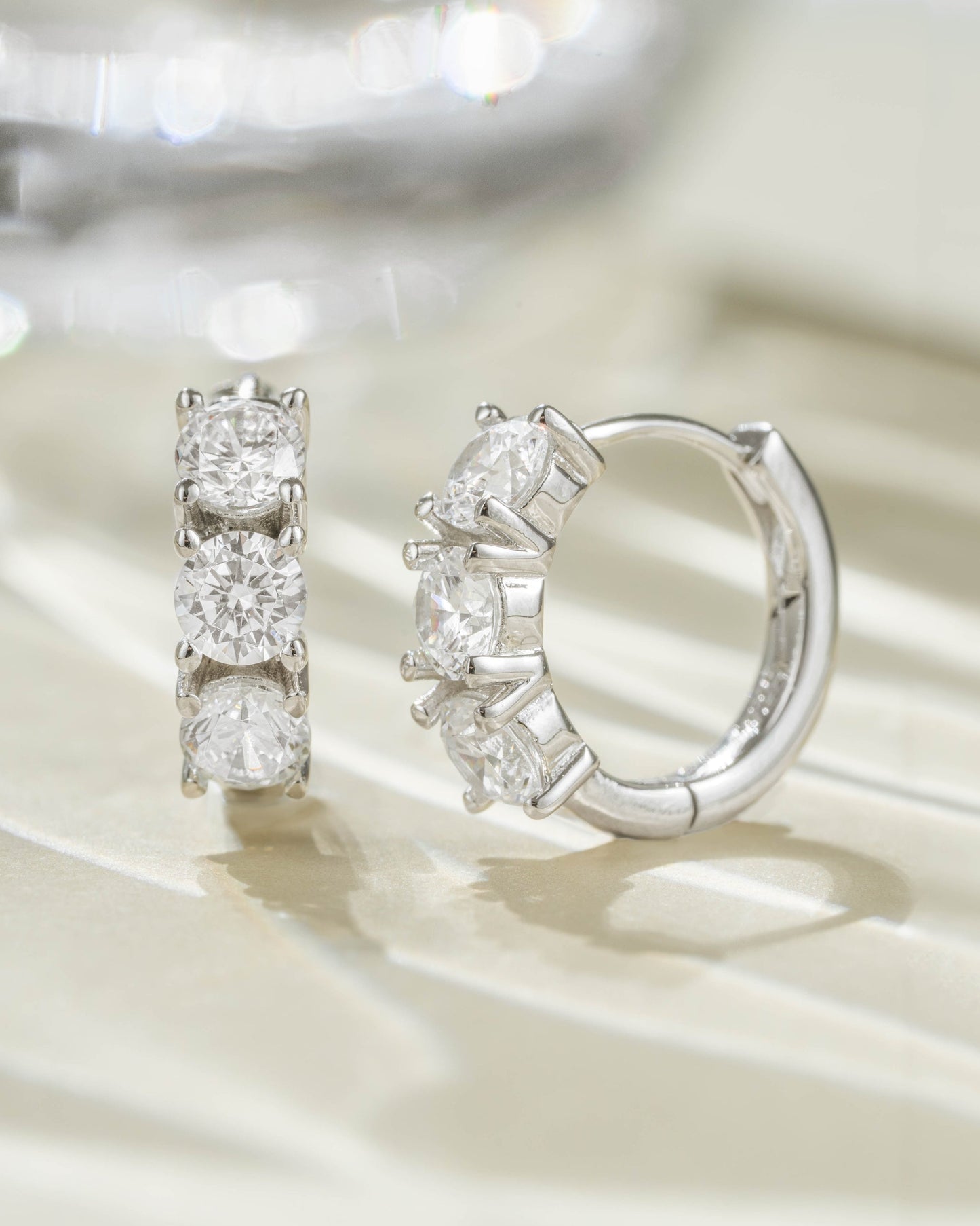 Bella 3 Stone Huggie Hoops