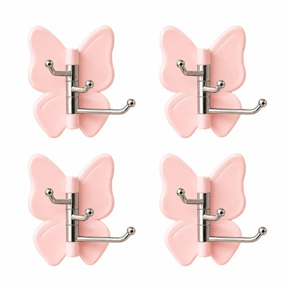 4-Pack Rotating Butterfly Adhesive Wall Hooks ‚Äì No-Drill Towel & Key Organizer