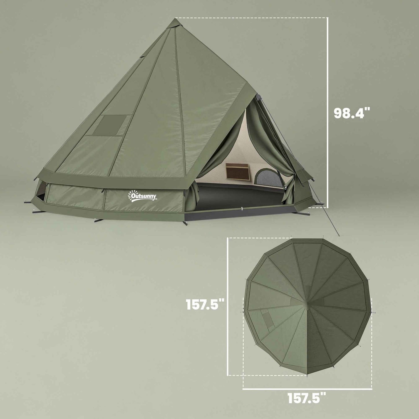 4-6 Person Teepee Tent with Stove Jack – 4-Season Hot Tent