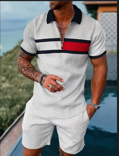 Men's Polo Shirt & Shorts Set – Short Sleeve, 7 Colors, S–3XL